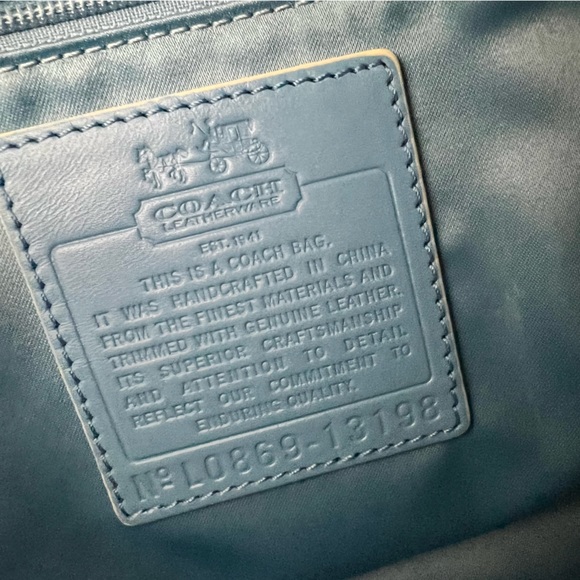 RARE- Coach Monogram Leather Gold Trim Satchel Purse Designer Heritage Handbag - Picture 14 of 16